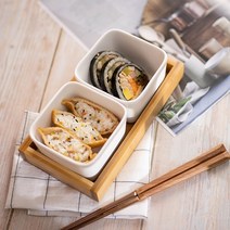 3P구성 나무트레이 정사각 그릇세트 상차림 플레이팅 식기세트, 트레이 그릇세트(3P구성)