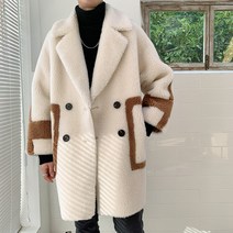 남성 겨울 하프 코트 화이트 블랙 자켓