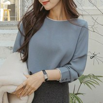 [마이더스비] 팬시 배색 보트넥 블라우스