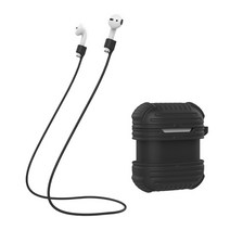다스몰 에어팟 실리콘 케이스 스트랩, 블랙, AirPodsCase