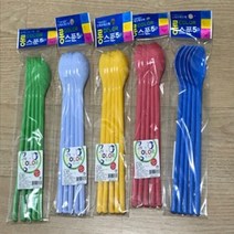 칼라 롱스푼 5p (플라스틱 긴 숟가락), 10개