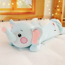 동물바디필로우 코끼리 안고자는 일자 대형 모찌 베개 쿠션 인형, 블루