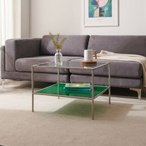 [(주)티에스퍼니처] 리프 모듈 거실 테이블 580, 선택:그린 / 2단:블랙