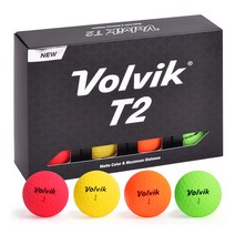 volvik 볼빅 골프공 T2 컬러볼 화이트볼 12구 (볼빅골프공2더즌(24구)이상 구매시 수출용 파야파 양손 여자골프장갑 사은품 증정 -배송메모란에 장갑사이즈 기재), T2컬러볼