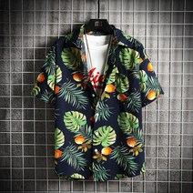 남자 하와이안 셔츠 빅사이즈 쿨링 시원한 여름 반팔 캐주얼 오버핏 셔츠 hawaiian shirt for beach KB0069