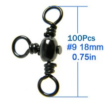 호환 낚시배 바다낚시배요트 부품 100 pcs 회전 3 스테인레스 스틸 블랙 니켈 방법 볼 b 베어링 및 후크 라인 커넥터 액세서리 스냅, 100개 크기 9