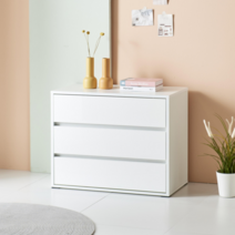 [라인퍼니쳐] 니드 3단 800 서랍장 화이트 볼레일 서랍장