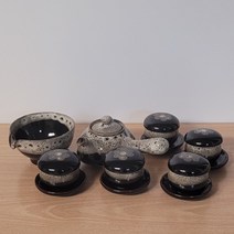 다기 천목 5인 다도세트 2 잔뚜껑 잔받침 고품격도자기 여주 전통수제품 단아하고 유려한 빛 선물용 다기세트