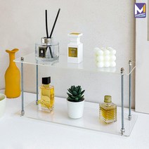 MCOMPANY 화장품 정리함 수납함 정리 가구 탁상 악세사리 보관 아크릴 2단 투명 서랍장 정리대 수납장 보관함 선반 트레이 소형 수납 미니 서랍 화장대 다용도 40*15*21, 너비40cm * 폭15cm * 높이21cm