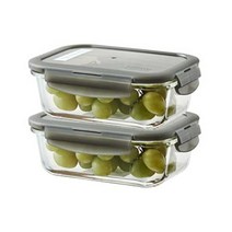 락앤락 오븐글라스 내열유리 밀폐용기 2개 - 냉장고.냉동실정리 전자렌지반찬통 이유식.햇반밥보관 레인지, 직사각 630ml X 2개, 1세트