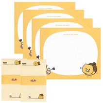 [춘식이 미니 편지지 세트/ 편지지 4매+봉투 2매] 롤링페이퍼 생일편지 100일편지 어버이날편지지 군대편지 남자친구생일편지 남자친구편지 여자친구생일편지 스승의날편지지 특별한편지지, 옐로우