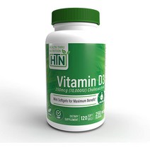 헬스스루뉴트리션 비타민 D3 250mcg (10000IU) 소프트젤 글루텐 프리, 120개입, 1개