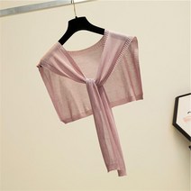 볼레로 봄 가을 스카프 여름 자외선 차단제 컬러 어깨 숄 실크 니트 만능 매듭 스카프 여성용 숏 목 보호 슬림