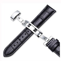 버튼형 가죽 시계 줄 밴드 +스틸 편한착용, 브라운_20mm