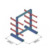 작업장 보관랙 캔틸레버 팔레트 랙 선반 양방향 창고, 1개, 양면 4단 선반+단층 내하중 1톤