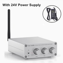 방송 음향 오디오 출력 증폭기 스피커fosi audio bt20a 블루투스 5.0 수신기 디지털 전력 2100w mini hifi class d 홈, 협력사, 은색 24V 전원 추가