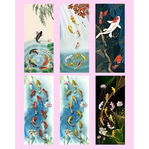 고려미술 명작 갤러리 잉어 그림 구어도 황금잉어그림 비단 돈들어오는그림 연꽃그림 풍수인테리어 캔버스액자 세로형 7종, 2. 폭포를 오르는 잉어