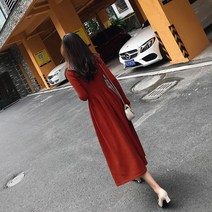 억조 드롭스커트 롱 스웨터 슬림핏 니트 원피스55