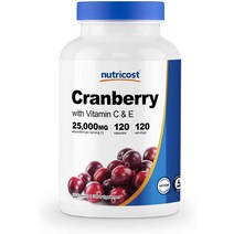 뉴트리코스트 크랜베리 비타민 C & E 25000mg 캡슐, 120개입, 1개