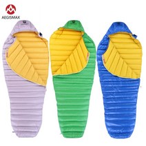 AEGISMAX 프리미엄 3계절용 초경량 구스다운 캠핑 침낭 700FP 백패킹 커플침낭, L사이즈, 그레이380g