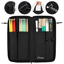 Donner Drumsticks 백 홀더 두꺼운 대용량 드럼 스틱 백 Hangable Portable for Drumsticks Brushes Mallets 최대 12 쌍 블랙