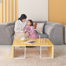 푸른우드 스칼렛 접이식 거실테이블 확장형 엘로우