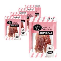 반려견 오리 육포 영양 간식 5묶음 80g 져키간식 골든리트리버 비숑 푸들, 5개