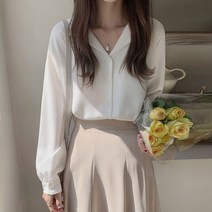 [비즈로그인]청순 루즈핏 쉬폰 셔츠 블라우스 4color
