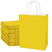 ECOptimize 손잡이가 달린 크래프트 종이 봉투 25.4 x 12.7 33cm(10 5 13인치) 옐로우 100개 - 100% 목재 펄프의 친환경 및 재활용 가능한 선물 가