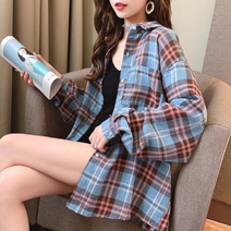 베베디 여성용 쇼스나 체크 롱 긴팔남방