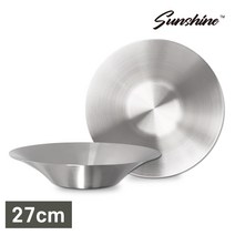썬샤인 스텐 원형 파스타볼 & 샐러드볼 접시 플레이트 그릇, 원형27cm 1개