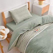 유아 낮잠 아기 알러지 순면이집 이불세트 다용도 패딩 쓰리피스 이불커버 패드 베개커버 심지, 04 잉크 그린 워싱 코