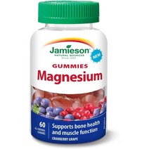 (캐나다직송) 자미에슨 마그네슘 젤리형 60구미 뼈건강 치아건강 젤리비타민 구미비타민 Jamieson Magnesium Gummies Cranberry Grape, 1개