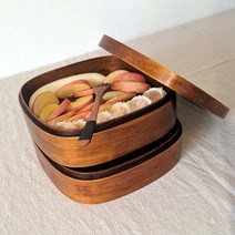 풍 벤또 나무 원목도시락 대형 피크닉 2단 3단