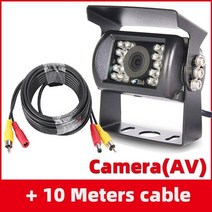 무선 후방 네비 카메라 모니터 자동차카메라 트럭후방카메라 12v24v 트럭 백업 카메라 4pin av 확장 케이블 led ir 야간 투시경 차량 트레일러버스밴픽업rv 용 카메라, 10m 케이블 추가(꺼짐), 가이드 라인으로