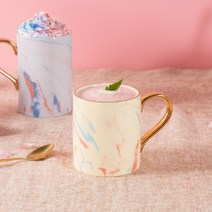 까사무띠 이태리 골드링 마블 머그컵 350ml 9color, 핑크