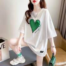 HQINT 6535 면화 출산 드레스 셔츠 여름 새 사랑 T- 느슨한 대형 여성 의류 ZA-246117
