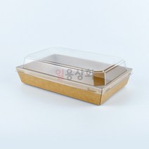 ilyong 종이용기 DRP 20호 직사각 500개 크라프트 샌드위치용기 종이트레이, 용기+뚜껑 세트