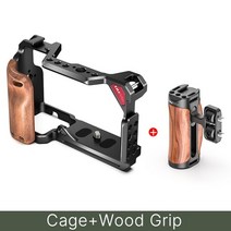 카메라 uurig 금속 케이지 소니 a6000 a6100 a6300 a6400 rig, 나무 그립이 있는 케이지