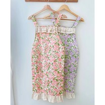 여성스러운 장미 수채화 꽃집 카페 유치원 에이프런 방수 주방 앞치마, 연핑크