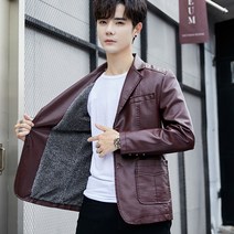 just so so 남성 레더 가을 겨울 캐주얼 칼라 재킷 주니어 PU 레더 코트