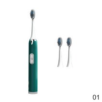 전동 칫솔 성인용 강모 완전 자동 남성용 여성용 배터리 기본 방수 음소거, [01] green 3pcs head