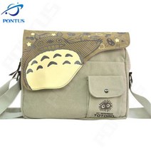 이웃집 토토로 캔버스 메신저 가방 만화 학생 책 크로스 바디 가방 여성 핸드백 여성 숄더 캔버스 대형 토트 백, B 31x26x7cm