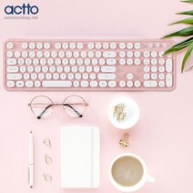 엑토 레트로 무선키보드 KBD48 13개의핫KEY 106키 솔로몬샵, 화이트