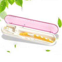 휴대용 칫솔 소독기 살균기 건전지 개인용 1인용 치솔 캠핑 차박 여행 회사 학교, 핑크