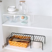 블랙 화이트 철제 길이 조절 가능 확장형 다용도 정리 수납 선반 미끄럼 방지 고무패킹 포함