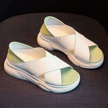 ZZJJC 통굽 샌들 여성 미끄럼 방지 웨지힐 슬리퍼 2종 캐주얼 토오픈 운동화인스 러시