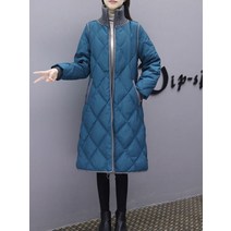 여성 학생 롱패딩 점퍼 파카 새 겨울 솜 패딩 재킷 롱 스탠드업 다이아몬드 격자 루즈