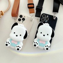 사은품/아이폰 신기종 전기종 강아지 캐릭터 모양 동전 수납 지갑 소품 파우치 목걸이형 스트랩 줄 귀여운 실리콘 젤리 핸드폰 케이스