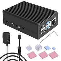 GeeekPi Raspberry Pi 4 알루미늄 케이스 Raspberry Pi 4 Model B 케이스(패시브 냉각 포함) 5V 3A USB-C 전원(온오프 스위치 포함) PSE 획득 Raspberry Pi 4B 8GB4GB2GB 전용 금속 하우징